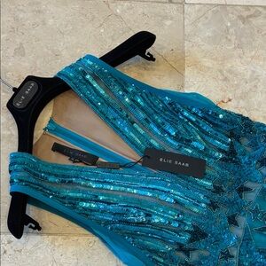 💗💗💗💗Elie Saab Turquoise Sequin Maxi Dress💗💗💗💗